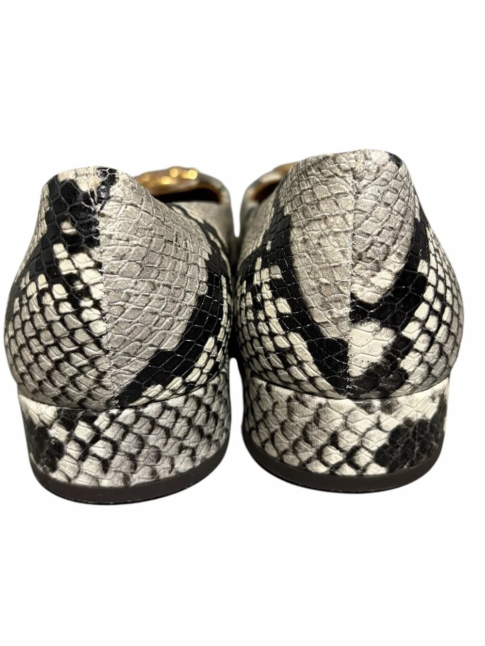 Tory Burch Chelsea Round-Toe Snakeskin-Embossed Leather Pumps.